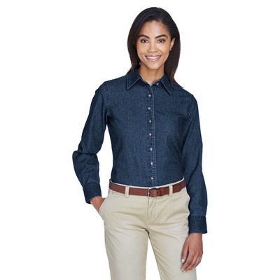 Harriton Women's Long Sleeve Denim Shirt